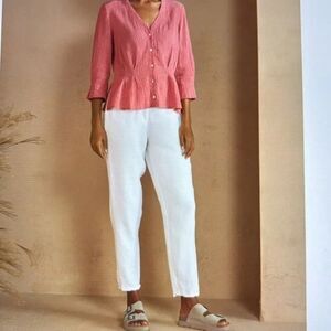 NWT Poetry Cream Linen Trouser Tapered (10)
